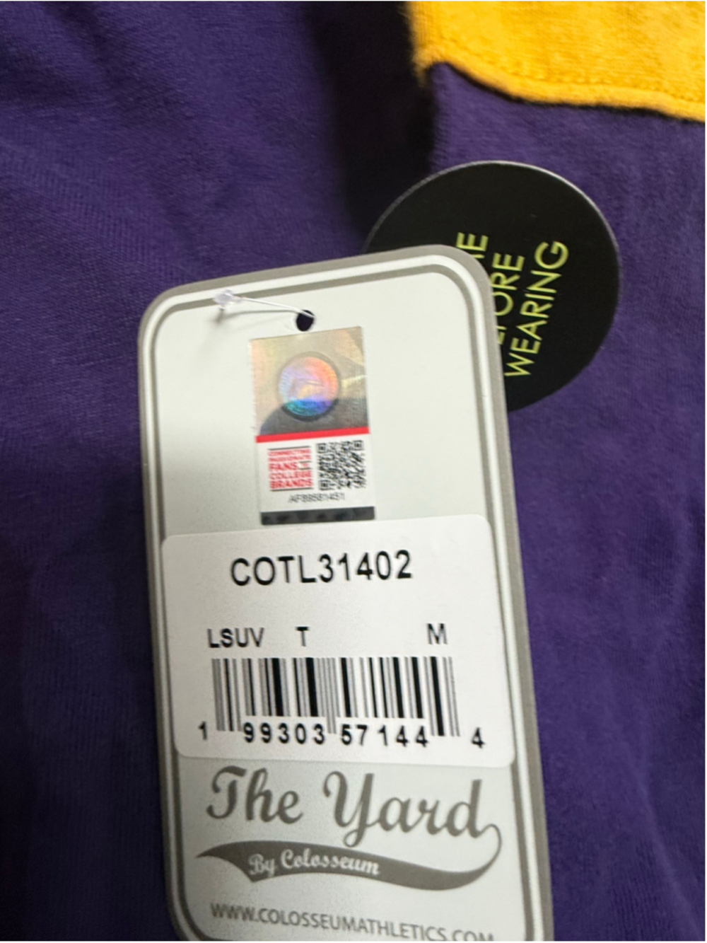 Women's The Yard by Colosseum LSU Tigers Long Sleeve Tee, Purple/Yellow, Size M - Picture 4 of 4